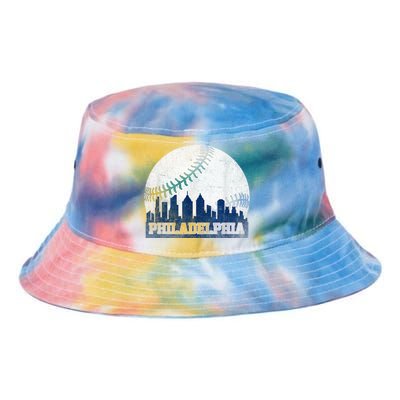 Philly Cityscape Baseball Philadelphia Skyline Retro Vintage Tie Dye Newport Bucket Hat