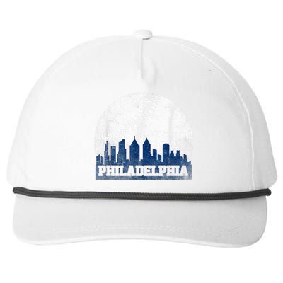 Philly Cityscape Baseball Philadelphia Skyline Retro Vintage Snapback Five-Panel Rope Hat