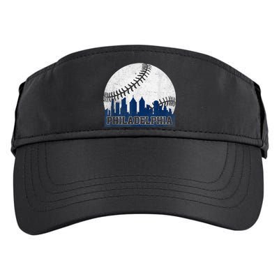 Philly Cityscape Baseball Philadelphia Skyline Retro Vintage Adult Drive Performance Visor