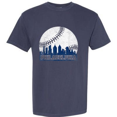 Philly Cityscape Baseball Philadelphia Skyline Retro Vintage Garment-Dyed Heavyweight T-Shirt