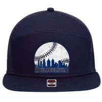 Philly Cityscape Baseball Philadelphia Skyline Retro Vintage 7 Panel Mesh Trucker Snapback Hat