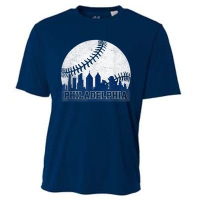 Philly Cityscape Baseball Philadelphia Skyline Retro Vintage Cooling Performance Crew T-Shirt