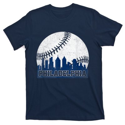 Philly Cityscape Baseball Philadelphia Skyline Retro Vintage T-Shirt