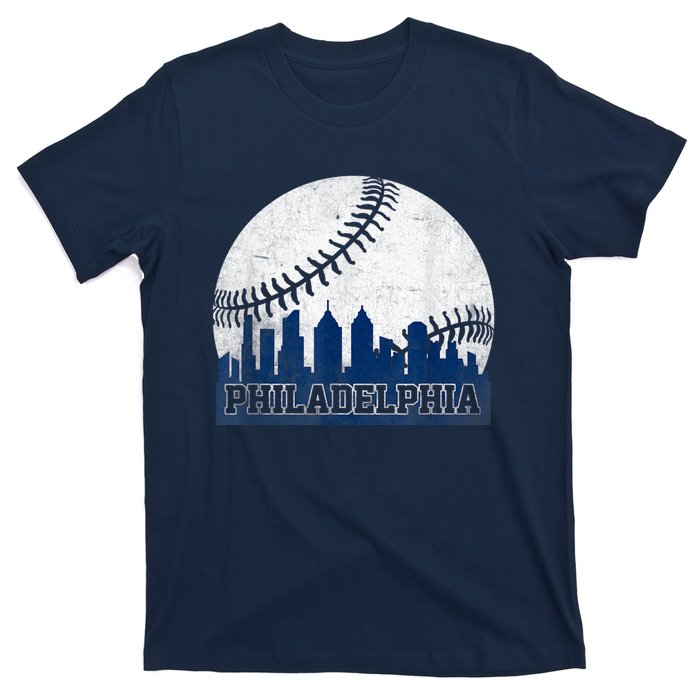 Philly Cityscape Baseball Philadelphia Skyline Retro Vintage T-Shirt