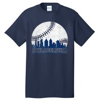 Philly Cityscape Baseball Philadelphia Skyline Retro Vintage Tall T-Shirt