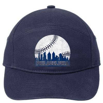 Philly Cityscape Baseball Philadelphia Skyline Retro Vintage 7-Panel Snapback Hat