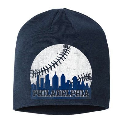 Philly Cityscape Baseball Philadelphia Skyline Retro Vintage Sustainable Beanie