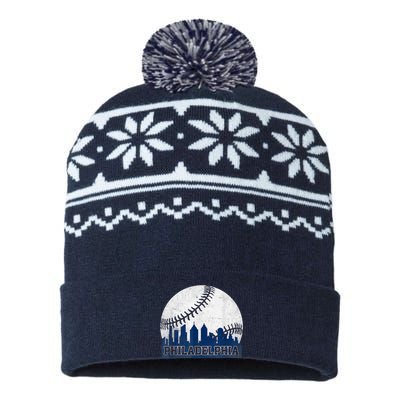 Philly Cityscape Baseball Philadelphia Skyline Retro Vintage USA-Made Snowflake Beanie