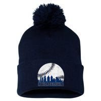 Philly Cityscape Baseball Philadelphia Skyline Retro Vintage Pom Pom 12in Knit Beanie