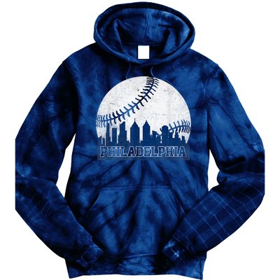 Philly Cityscape Baseball Philadelphia Skyline Retro Vintage Tie Dye Hoodie