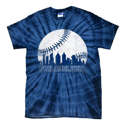 Philly Cityscape Baseball Philadelphia Skyline Retro Vintage Tie-Dye T-Shirt