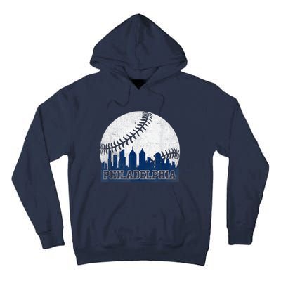 Philly Cityscape Baseball Philadelphia Skyline Retro Vintage Tall Hoodie