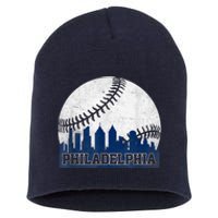 Philly Cityscape Baseball Philadelphia Skyline Retro Vintage Short Acrylic Beanie