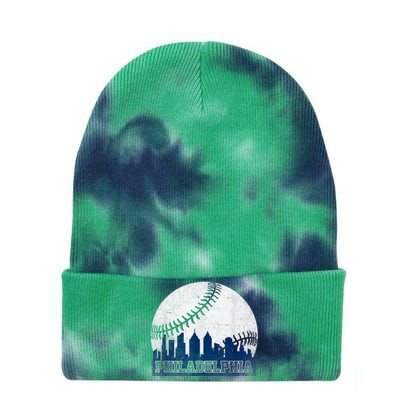 Philly Cityscape Baseball Philadelphia Skyline Retro Vintage Tie Dye 12in Knit Beanie