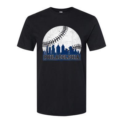 Philly Cityscape Baseball Philadelphia Skyline Retro Vintage Softstyle® CVC T-Shirt