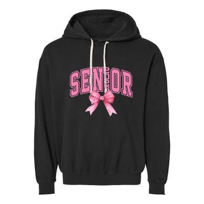Pinkk Coquette Bow Senior 2025 Class Of 2025 Grad For Girl Gift Garment-Dyed Fleece Hoodie
