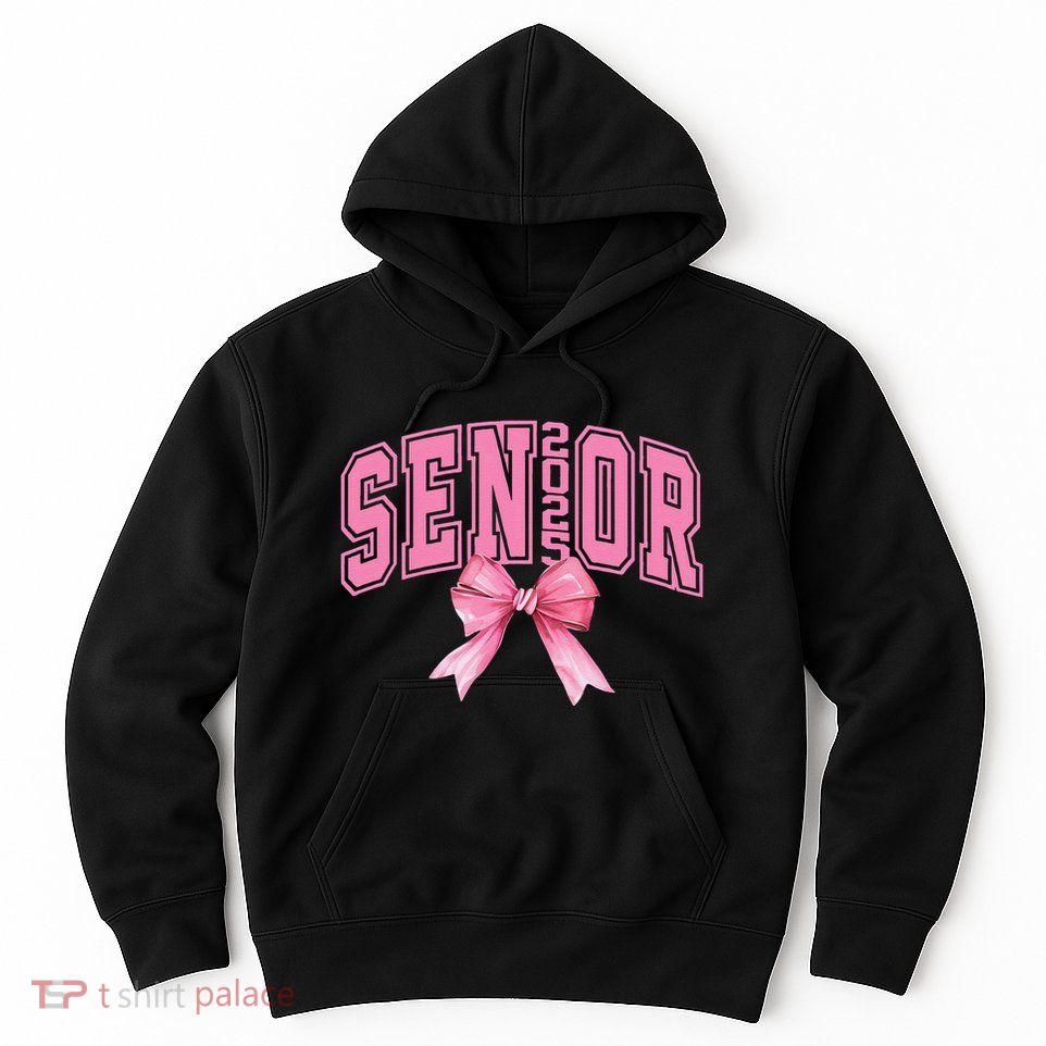 Pinkk Coquette Bow Senior 2025 Class Of 2025 Grad For Girl Gift Hoodie