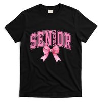 Pinkk Coquette Bow Senior 2025 Class Of 2025 Grad For Girl Gift T-Shirt