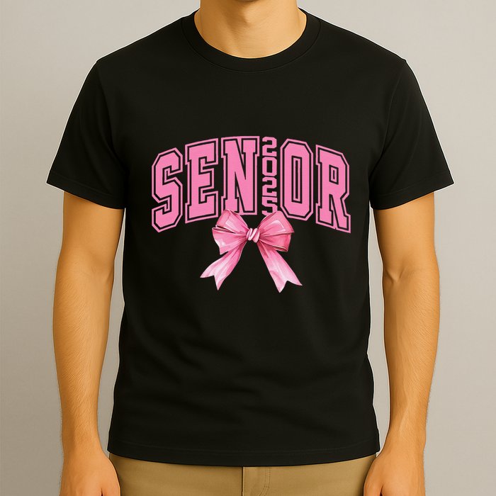 Pinkk Coquette Bow Senior 2025 Class Of 2025 Grad For Girl Gift T-Shirt