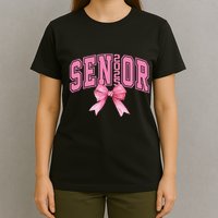 Pinkk Coquette Bow Senior 2025 Class Of 2025 Grad For Girl Gift T-Shirt