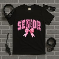 Pinkk Coquette Bow Senior 2025 Class Of 2025 Grad For Girl Gift T-Shirt