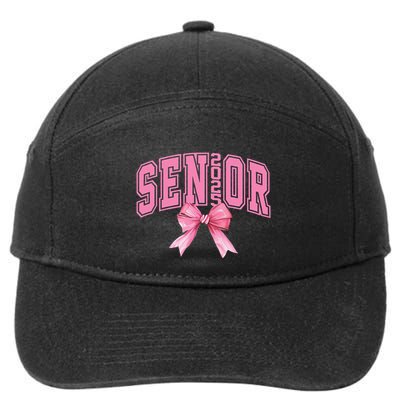 Pinkk Coquette Bow Senior 2025 Class Of 2025 Grad For Girl Gift 7-Panel Snapback Hat