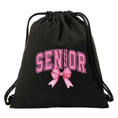 Pinkk Coquette Bow Senior 2025 Class Of 2025 Grad For Girl Gift Drawstring Bag