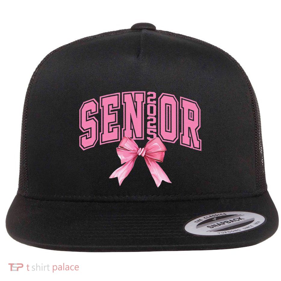 Pinkk Coquette Bow Senior 2025 Class Of 2025 Grad For Girl Gift Flatbill Hat