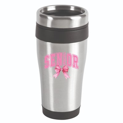 Pinkk Coquette Bow Senior 2025 Class Of 2025 Grad For Girl Gift 16oz Travel Tumbler
