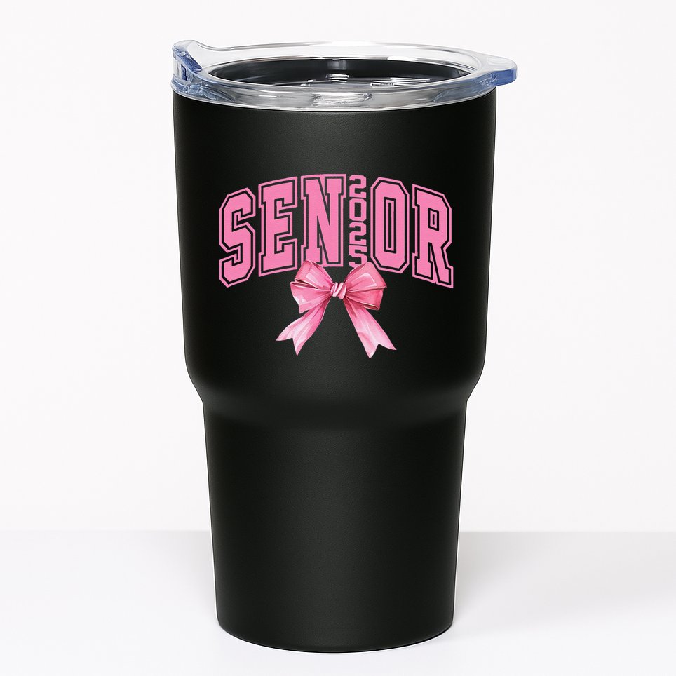 Pinkk Coquette Bow Senior 2025 Class Of 2025 Grad For Girl Gift Tumbler