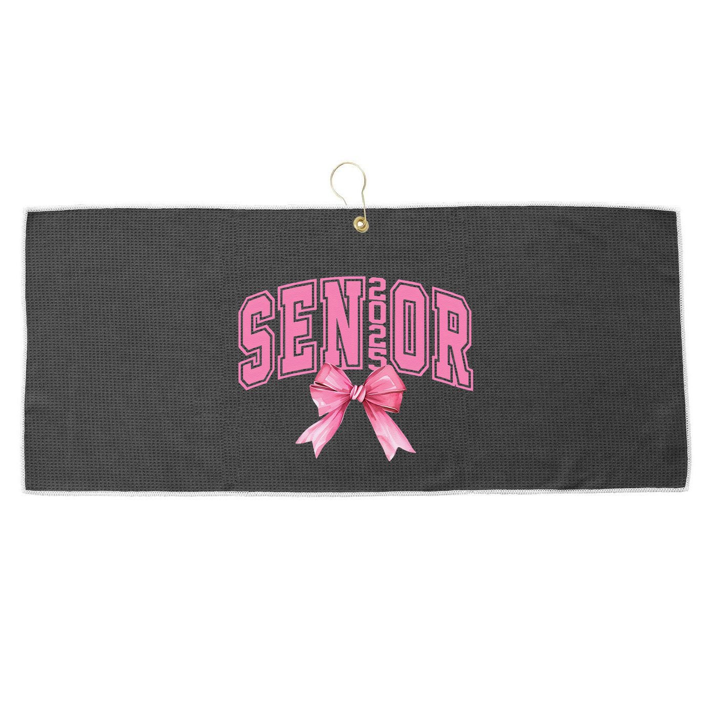 Pinkk Coquette Bow Senior 2025 Class Of 2025 Grad For Girl Gift Large Microfiber Waffle Golf Towel