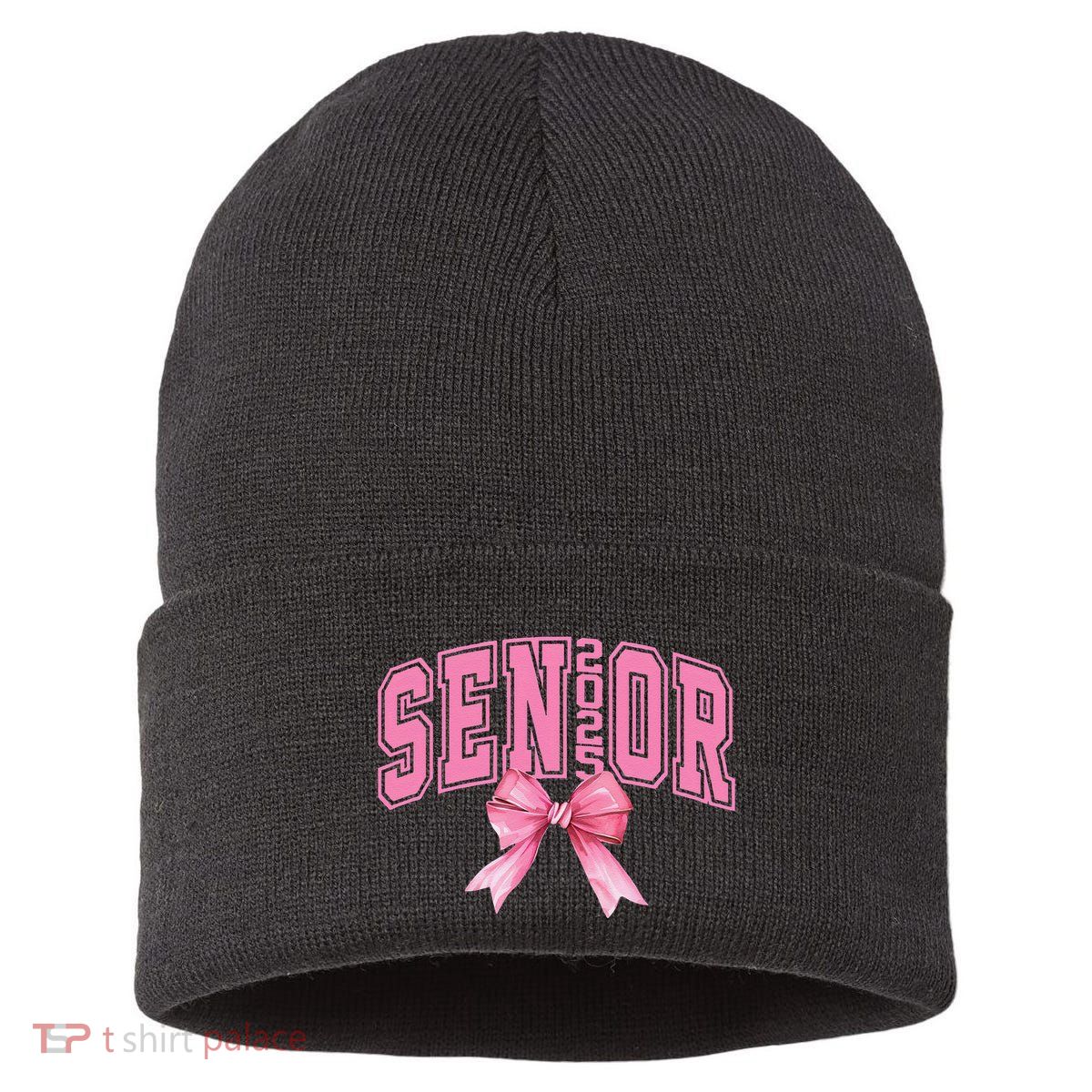 Pinkk Coquette Bow Senior 2025 Class Of 2025 Grad For Girl Gift Sustainable Knit Beanie
