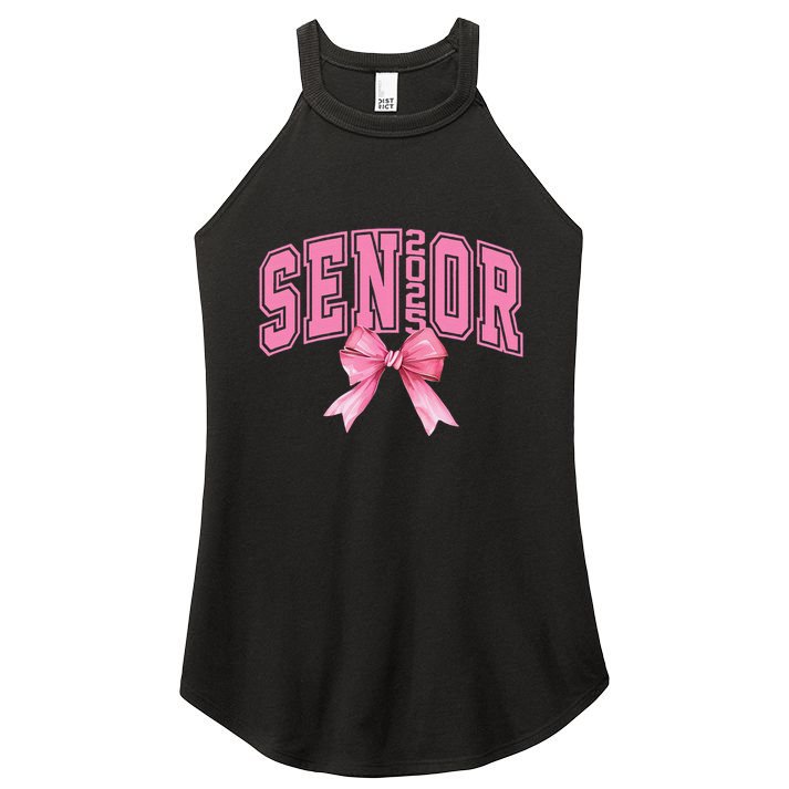 Pinkk Coquette Bow Senior 2025 Class Of 2025 Grad For Girl Gift Women's Perfect Tri Rocker Tank