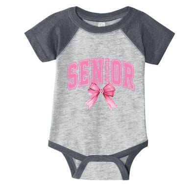 Pinkk Coquette Bow Senior 2025 Class Of 2025 Grad For Girl Gift Infant Baby Jersey Bodysuit