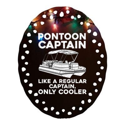 Pontoon Captain Boat Owner Ceramic Oval Ornament