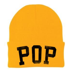 Pop Classic Bold Font FatherS Day Pop Gift Knit Cap Winter Beanie