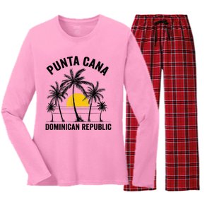 Punta Cana Beach Souvenir RD Dominican Republic 2022 Women's Long Sleeve Flannel Pajama Set 