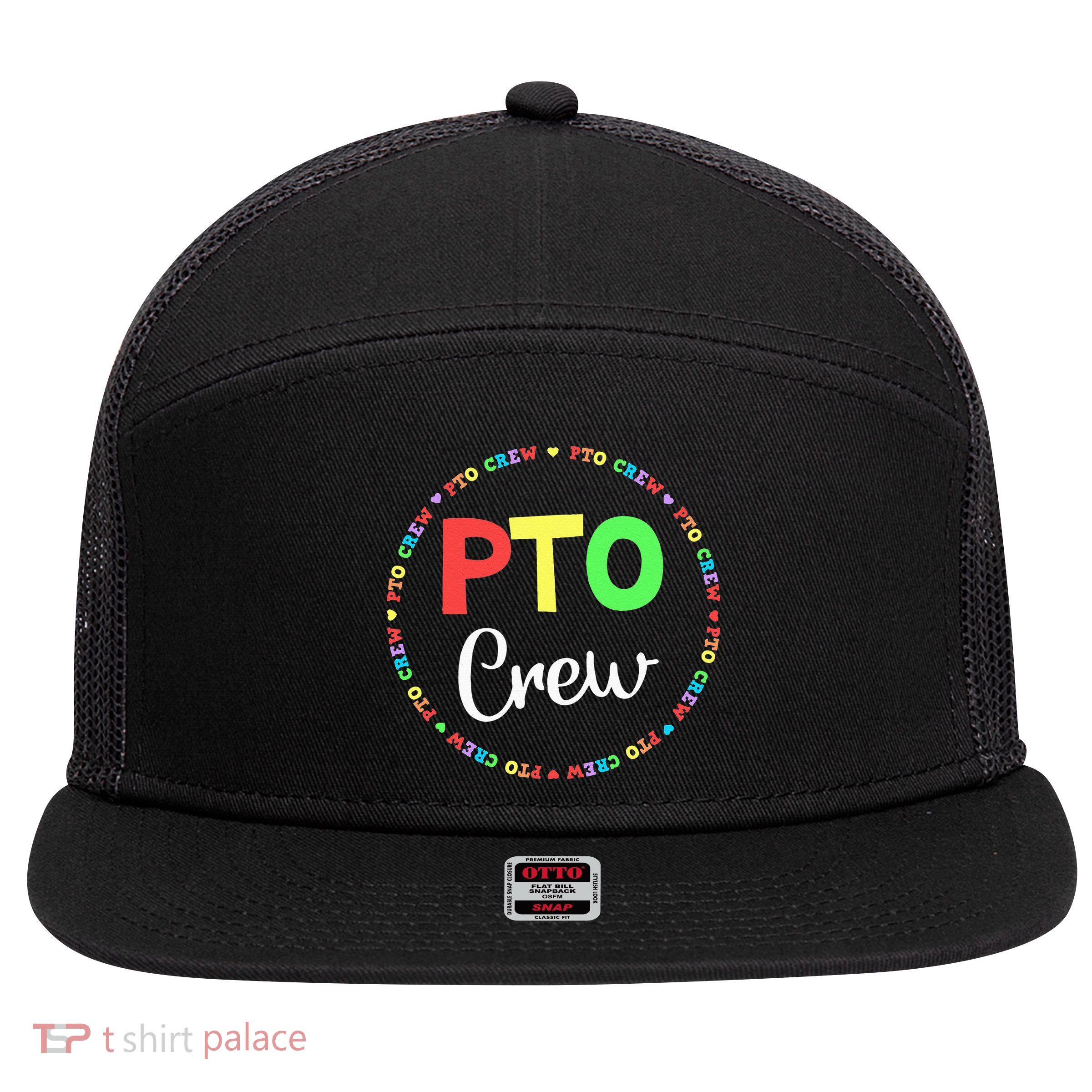 PTO Crew Back to School Matching Group Tee Parent Teacher 7 Panel Mesh Trucker Snapback Hat