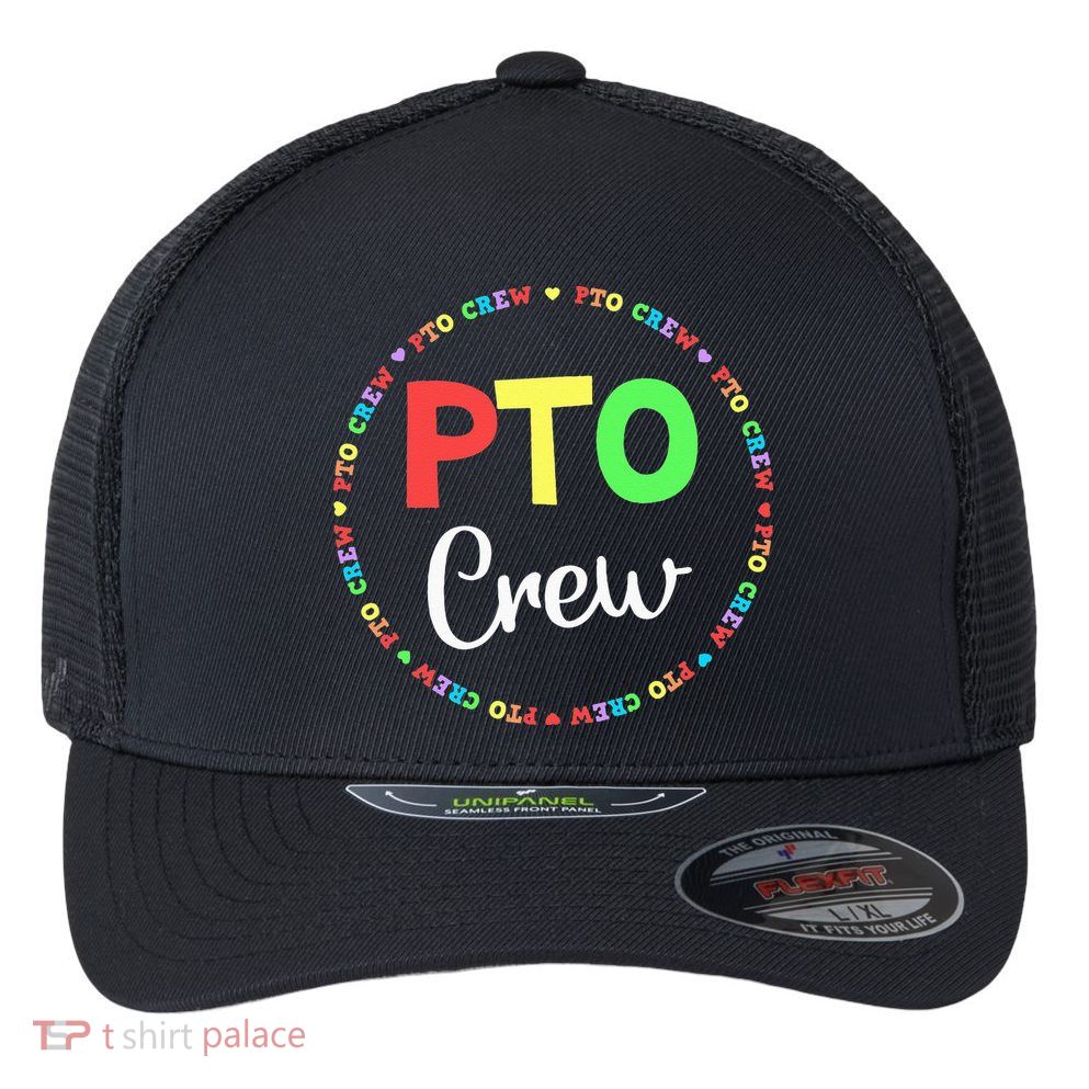 PTO Crew Back to School Matching Group Tee Parent Teacher Flexfit Unipanel Trucker Cap