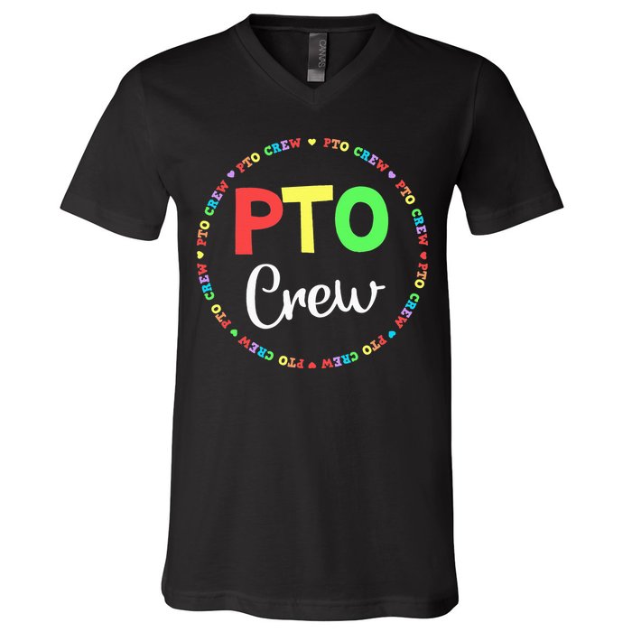 PTO Crew Back to School Matching Group Tee Parent Teacher V-Neck T-Shirt