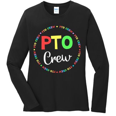 PTO Crew Back to School Matching Group Tee Parent Teacher Ladies Long Sleeve Shirt