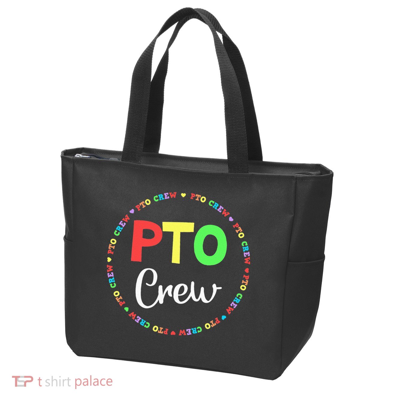 PTO Crew Back to School Matching Group Tee Parent Teacher Zip Tote Bag