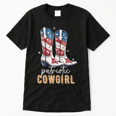 Patriotic Cowgirl Boots American Flag July 4th Of July Rodeo Tall T-Shirt