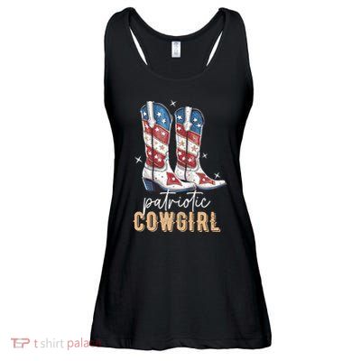 Patriotic Cowgirl Boots American Flag July 4th Of July Rodeo Ladies Essential Flowy Tank