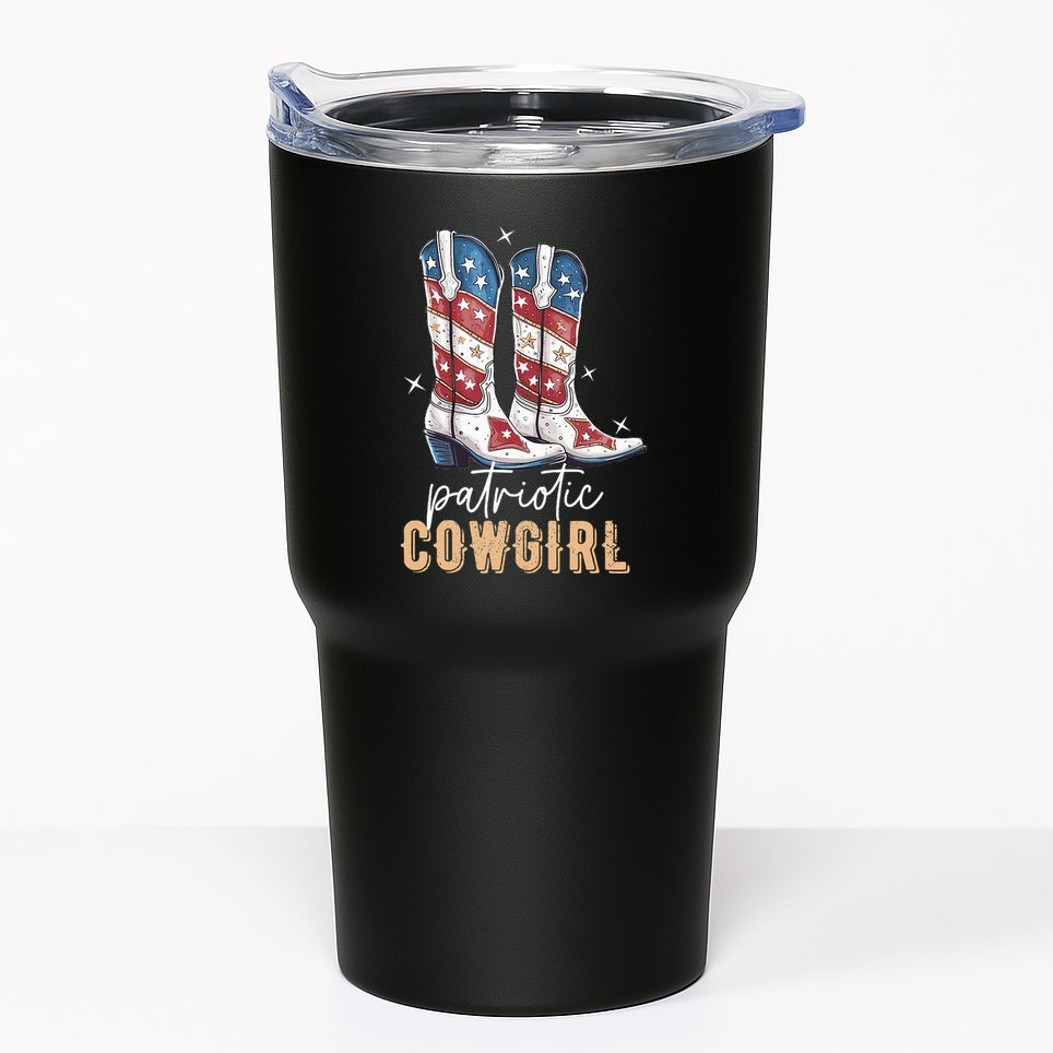 Patriotic Cowgirl Boots American Flag July 4th Of July Rodeo Tumbler