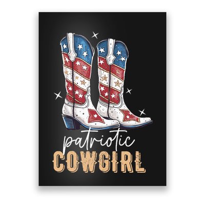 Patriotic Cowgirl Boots American Flag July 4th Of July Rodeo Poster