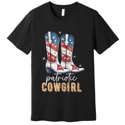 Patriotic Cowgirl Boots American Flag July 4th Of July Rodeo Premium T-Shirt