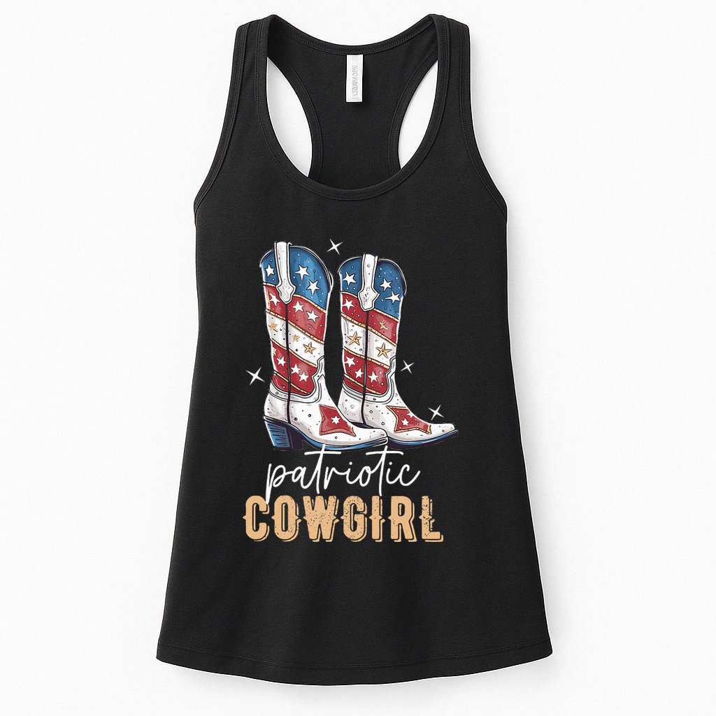 Patriotic Cowgirl Boots American Flag July 4th Of July Rodeo Womens Tank Top