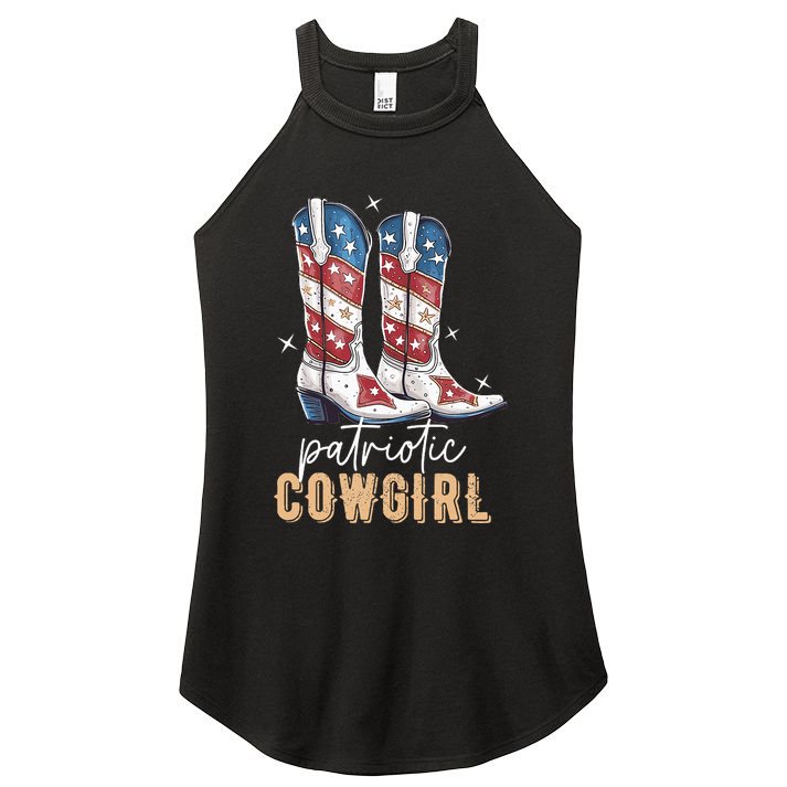 Patriotic Cowgirl Boots American Flag July 4th Of July Rodeo Women's Perfect Tri Rocker Tank