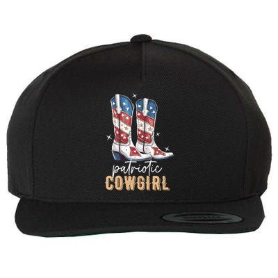 Patriotic Cowgirl Boots American Flag July 4th Of July Rodeo Wool Snapback Cap